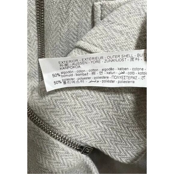 Zara Longline Herringbone Long Sleeve Jacket Blazer Zip Up Pockets M Grey #3132 - Picture 8 of 14